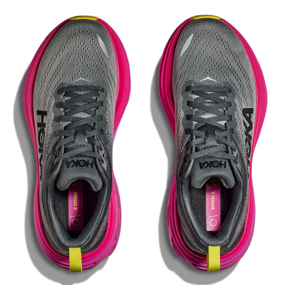 Hoka Women's Bondi 8 Women's Shoes - BlackToe Running#colour_castlerock-strawberry