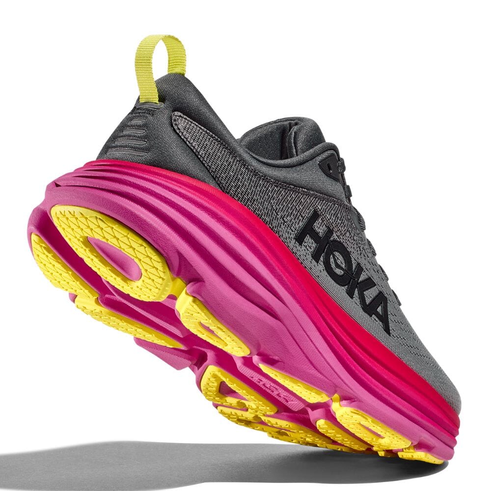 Hoka Women's Bondi 8 Women's Shoes - BlackToe Running#colour_castlerock-strawberry