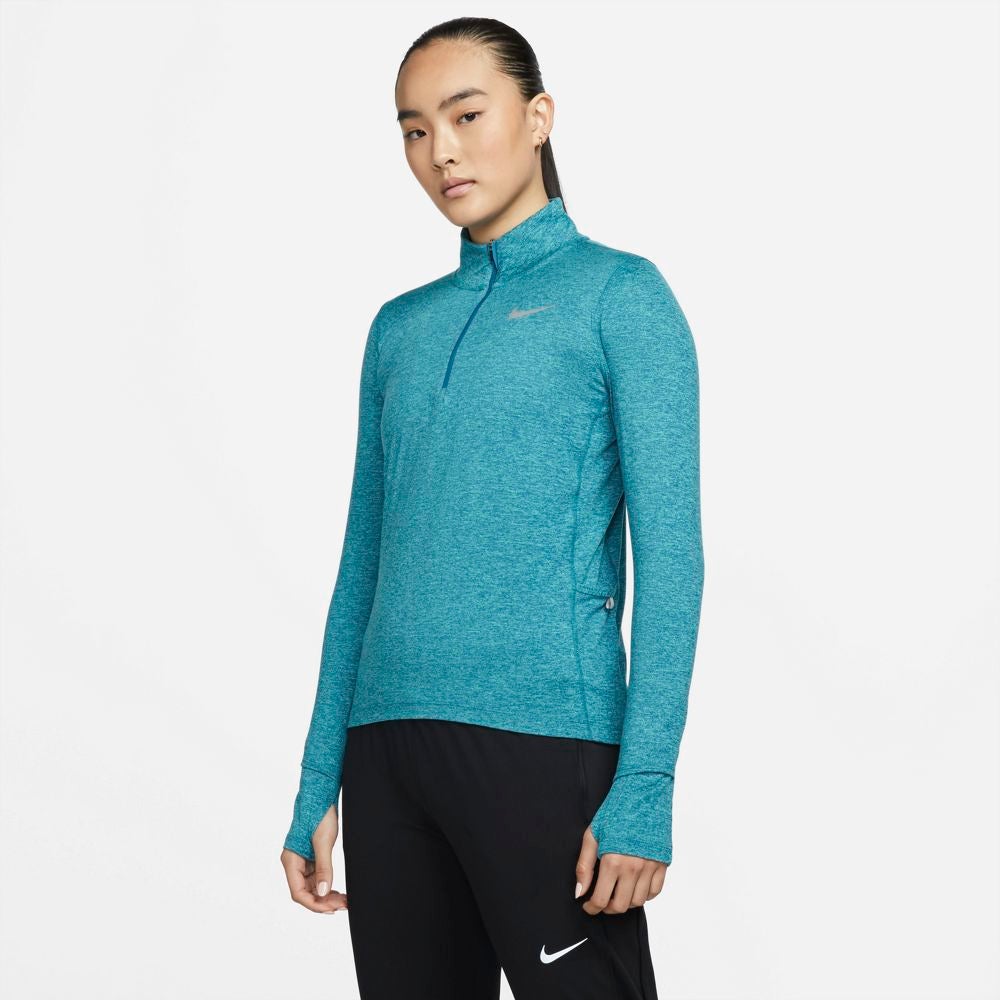 Nike Women's Element 1/2-Zip Running Top -BlackToe Running#colour_marina-washed-teal-heather