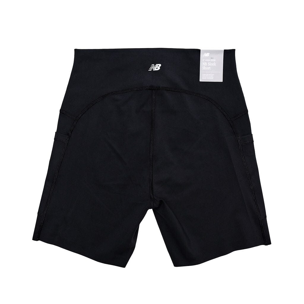 New Balance Women's Sleek Pocket High Rise Short 6" - Women's Shorts - BlackToe Running#colour_black