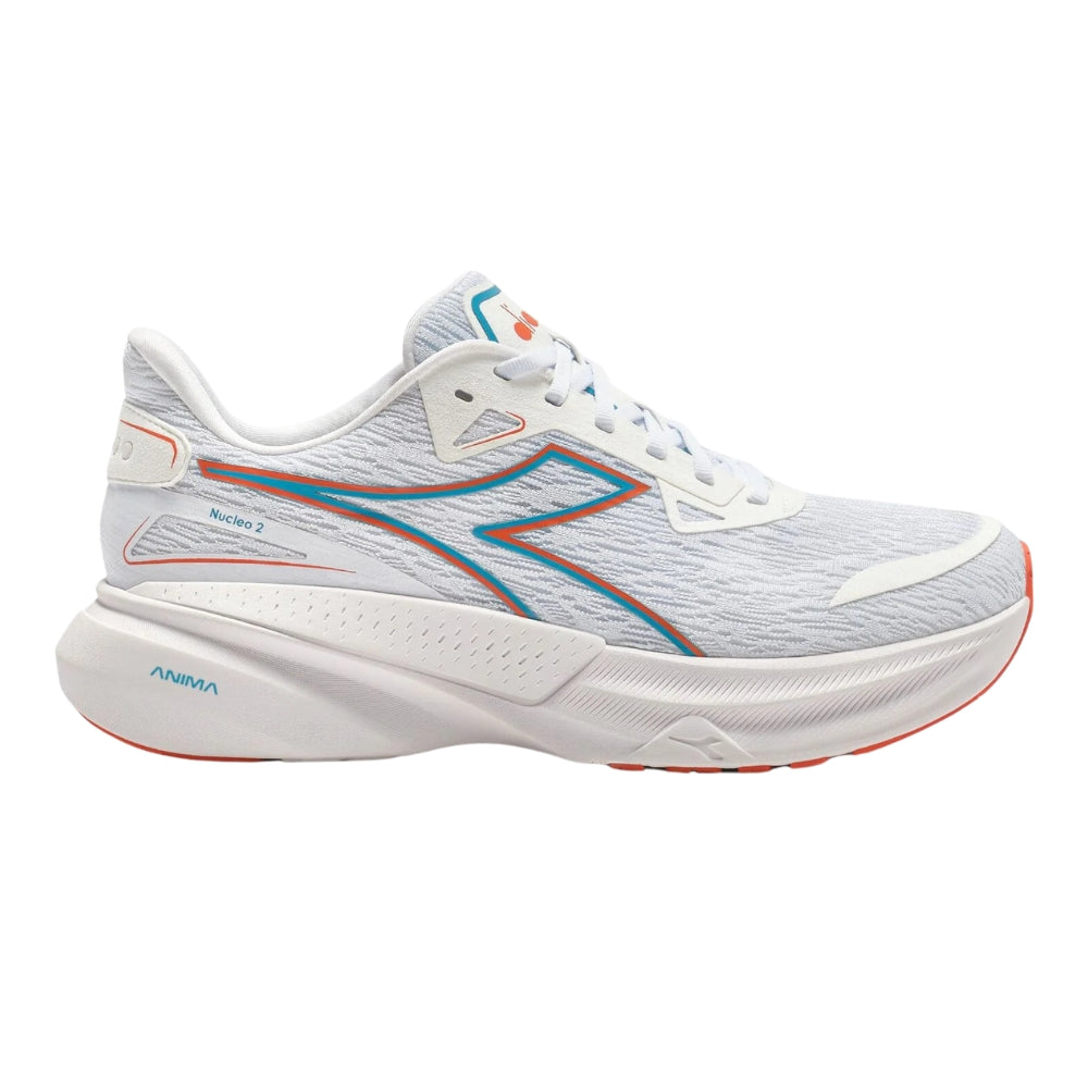 Diadora Women's Nucleo 2 - BlackToe Running#colour_white-orange-nasturtium