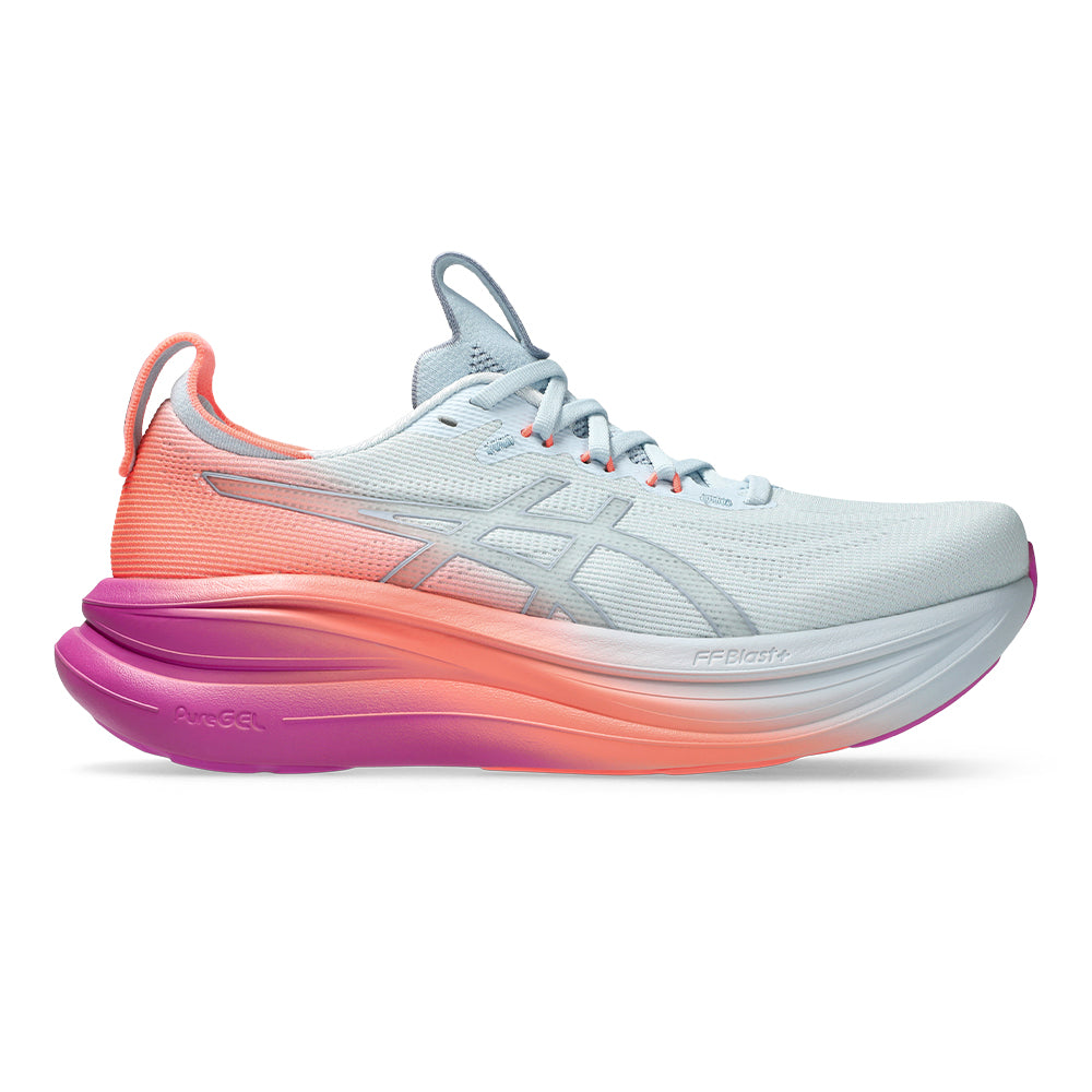 Asics Women's Gel-Nimbus 28 Sunny Sizzle - BlackToe Running#colour_sky-digital-sakura