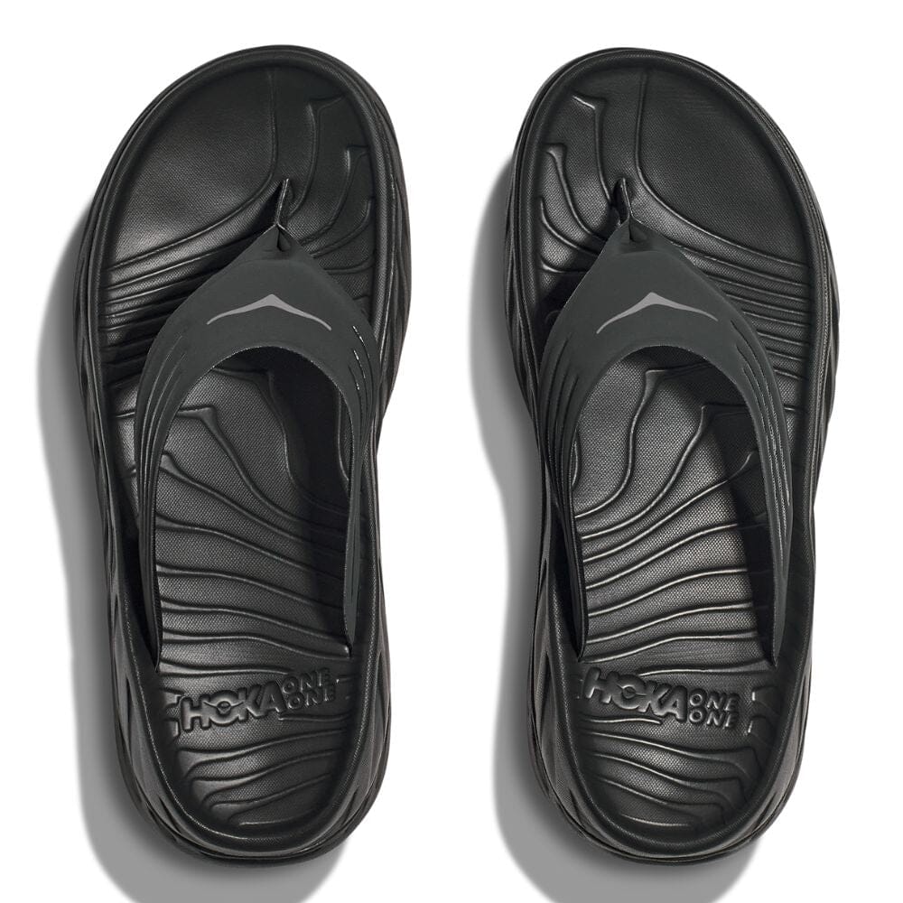 Hoka Men's Ora Recovery Flip - BlackToe Running#colour_black-dark-gull-gray