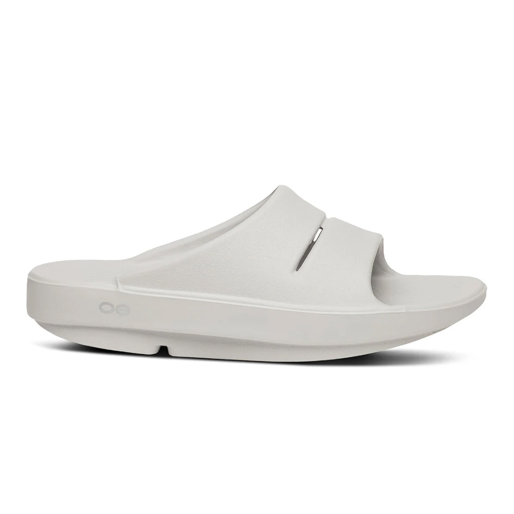 Oofos Ooahh Slide Sandal - BlackToe Running#colour_moonstone