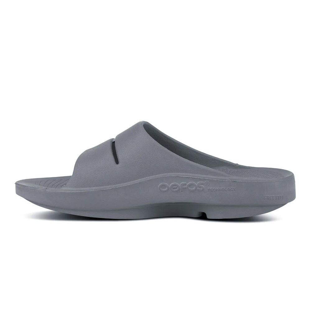 Oofos Ooahh Slide Sandal - BlackToe Running#colour_slate