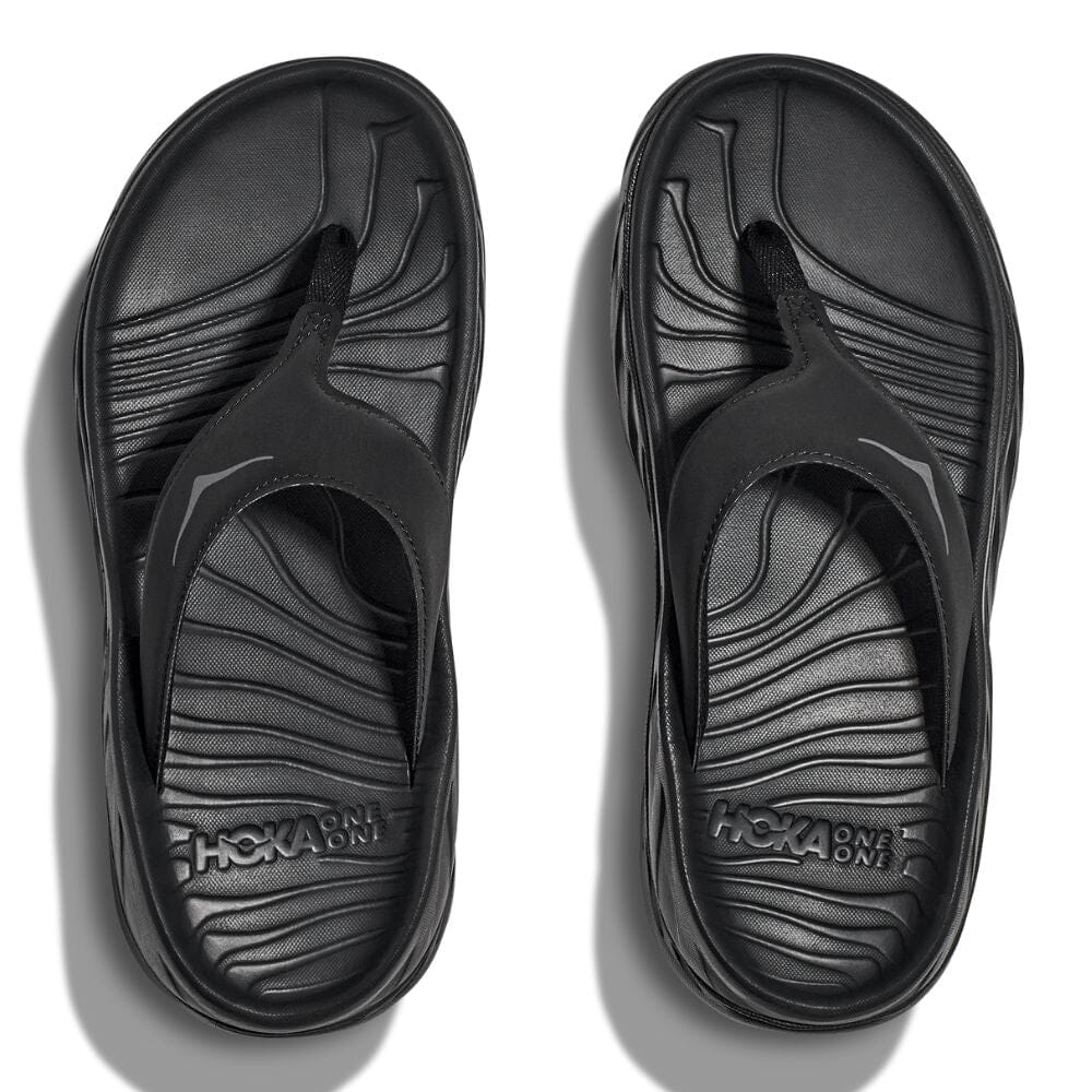 Hoka Women's Ora Recovery Flip - BlackToe Running#colour_black-dark-gull-gray