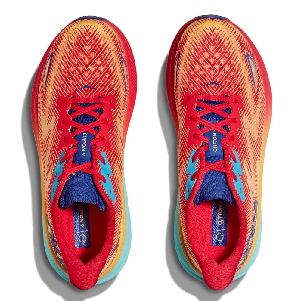 Hoka Men's Clifton 9 Men's Shoes - BlackToe Running#colour_cerise-cloudless