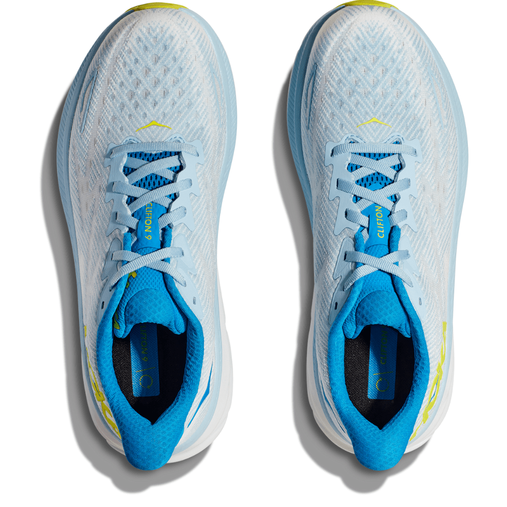 Hoka Men's Clifton 9 Men's Shoes - BlackToe Running#colour_ice-water-evening-primrose
