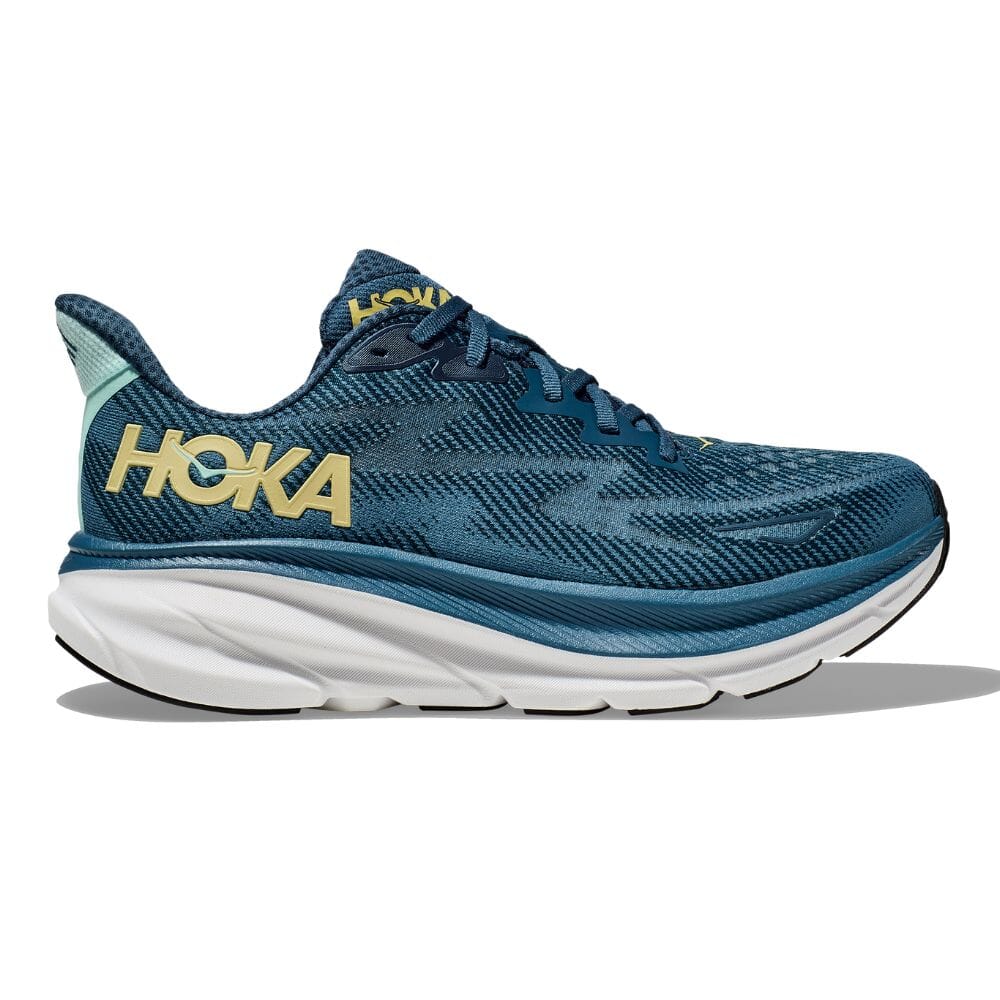 Hoka Men's Clifton 9 Men's Shoes - BlackToe Running#colour_midnight-ocean-bluesteel