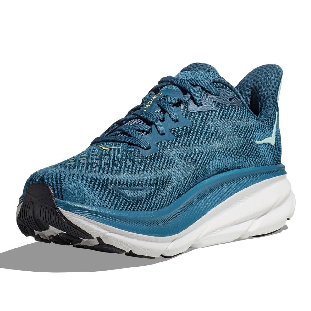 Hoka Men's Clifton 9 Men's Shoes - BlackToe Running#colour_midnight-ocean-bluesteel
