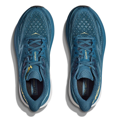 Hoka Men's Clifton 9 Men's Shoes - BlackToe Running#colour_midnight-ocean-bluesteel