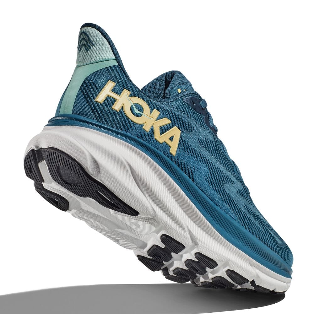Hoka Men's Clifton 9 Men's Shoes - BlackToe Running#colour_midnight-ocean-bluesteel