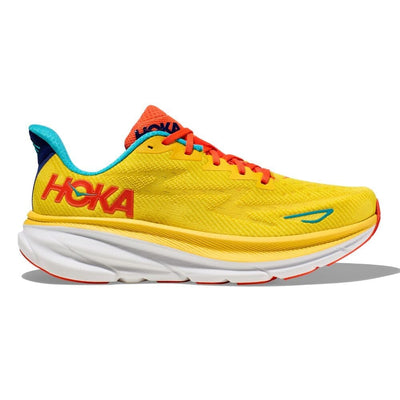 Hoka Men's Clifton 9 Men's Shoes - BlackToe Running#colour_passion-fruit-maize