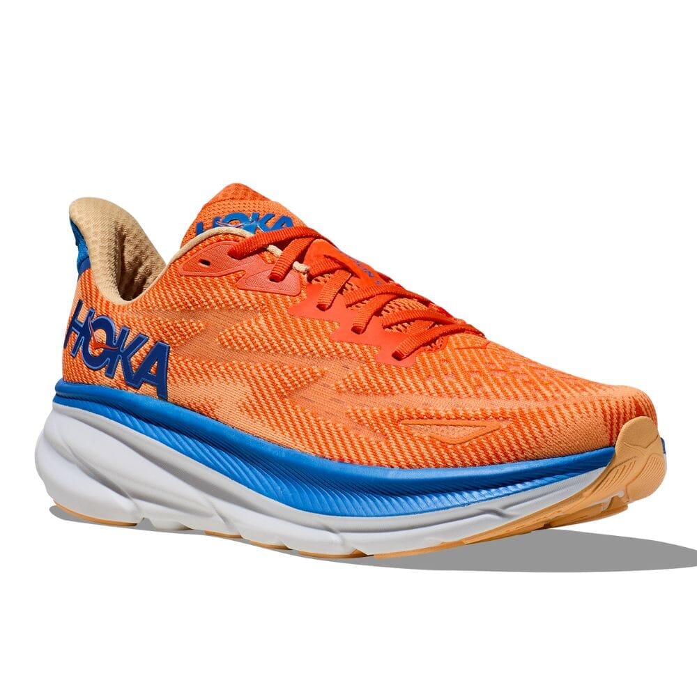 Hoka Men's Clifton 9 Men's Shoes - BlackToe Running#colour_vibrant-orange-impala