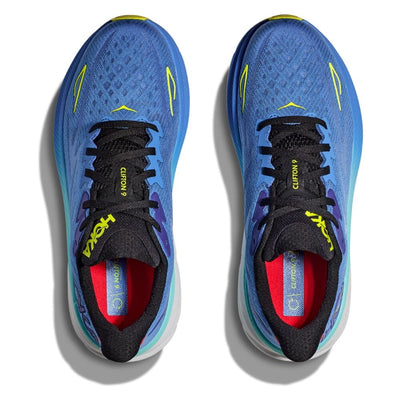 Hoka Men's Clifton 9 Men's Shoes - BlackToe Running#colour_virtual-blue-cerise