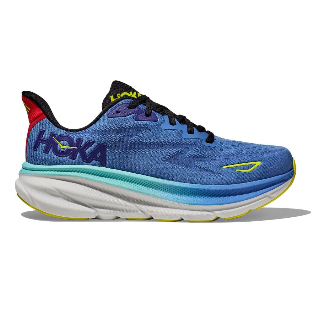 Hoka Men's Clifton 9 Men's Shoes - BlackToe Running#colour_virtual-blue-cerise