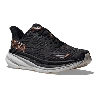 Hoka Women's Clifton 9 Women's Shoes - BlackToe Running#colour_black-rose-gold
