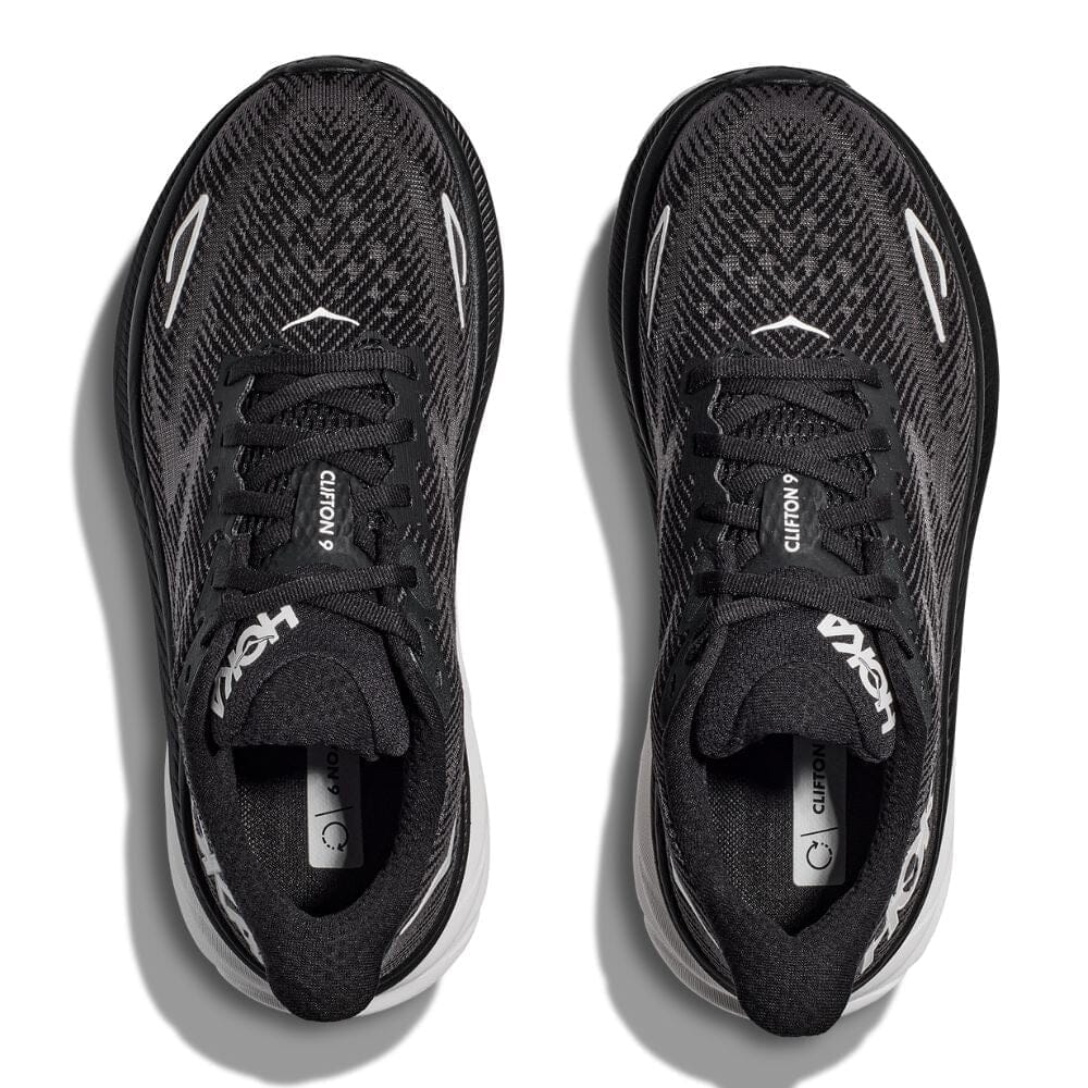 Hoka Women's Clifton 9 Women's Shoes - BlackToe Running#colour_black-white