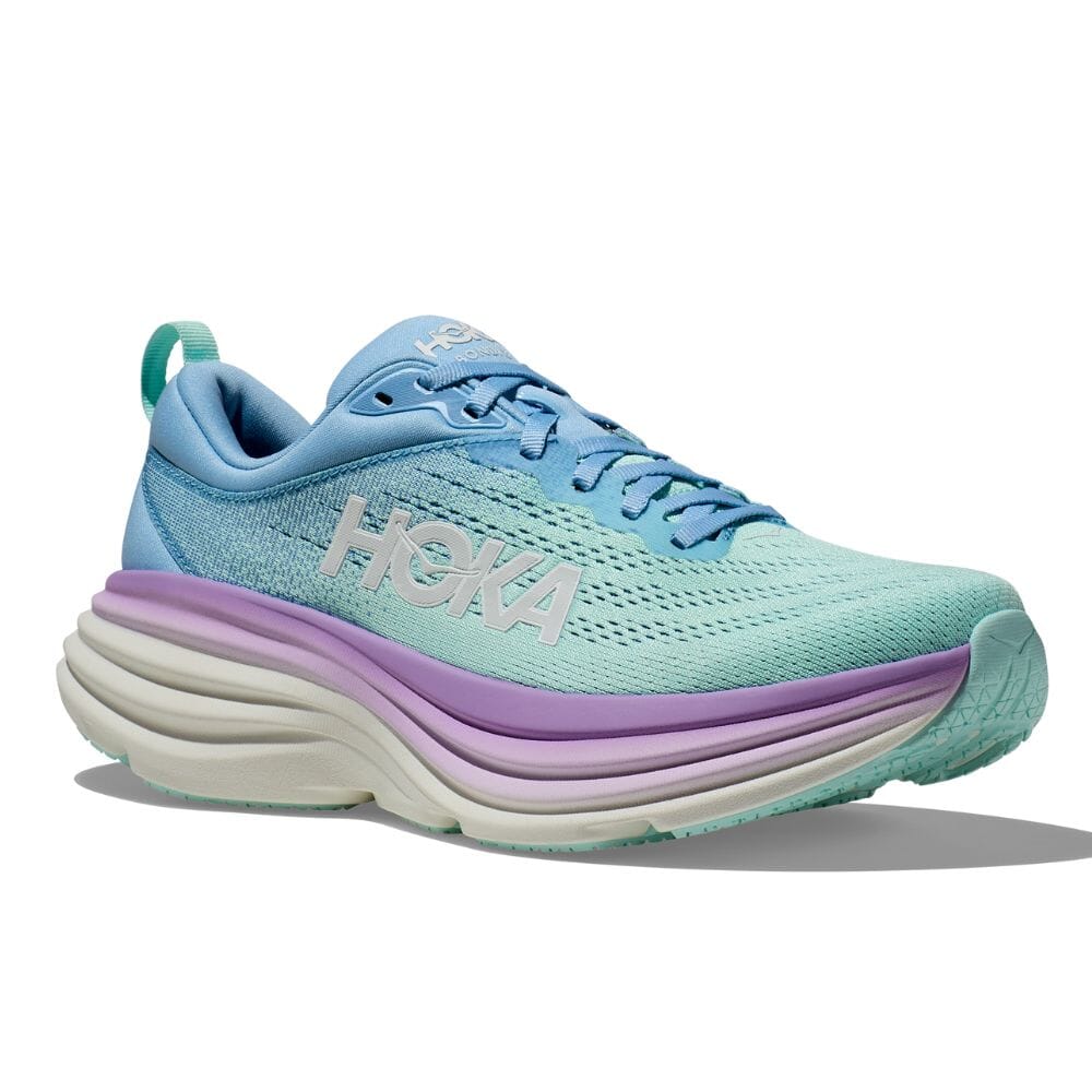 Hoka Women's Bondi 8 Women's Shoes - BlackToe Running#colour_airy-blue-sunlit-ocean