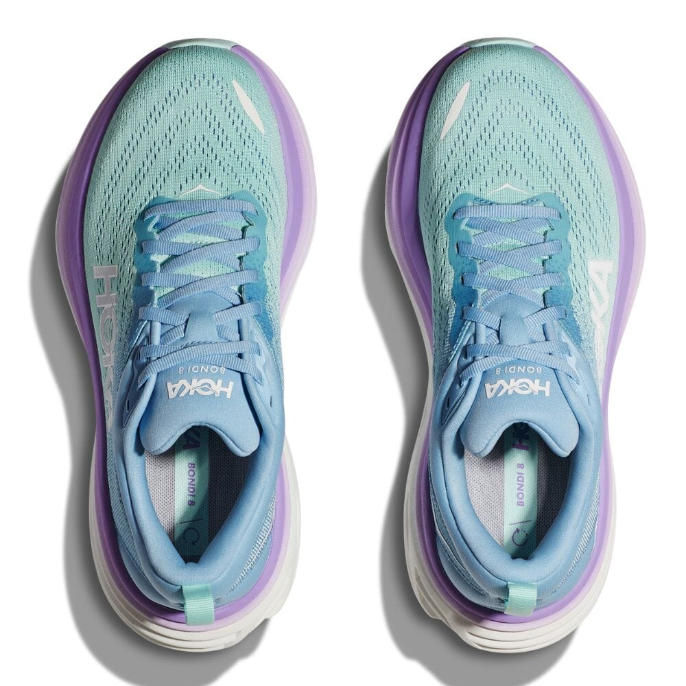 Hoka Women's Bondi 8 Women's Shoes - BlackToe Running#colour_airy-blue-sunlit-ocean