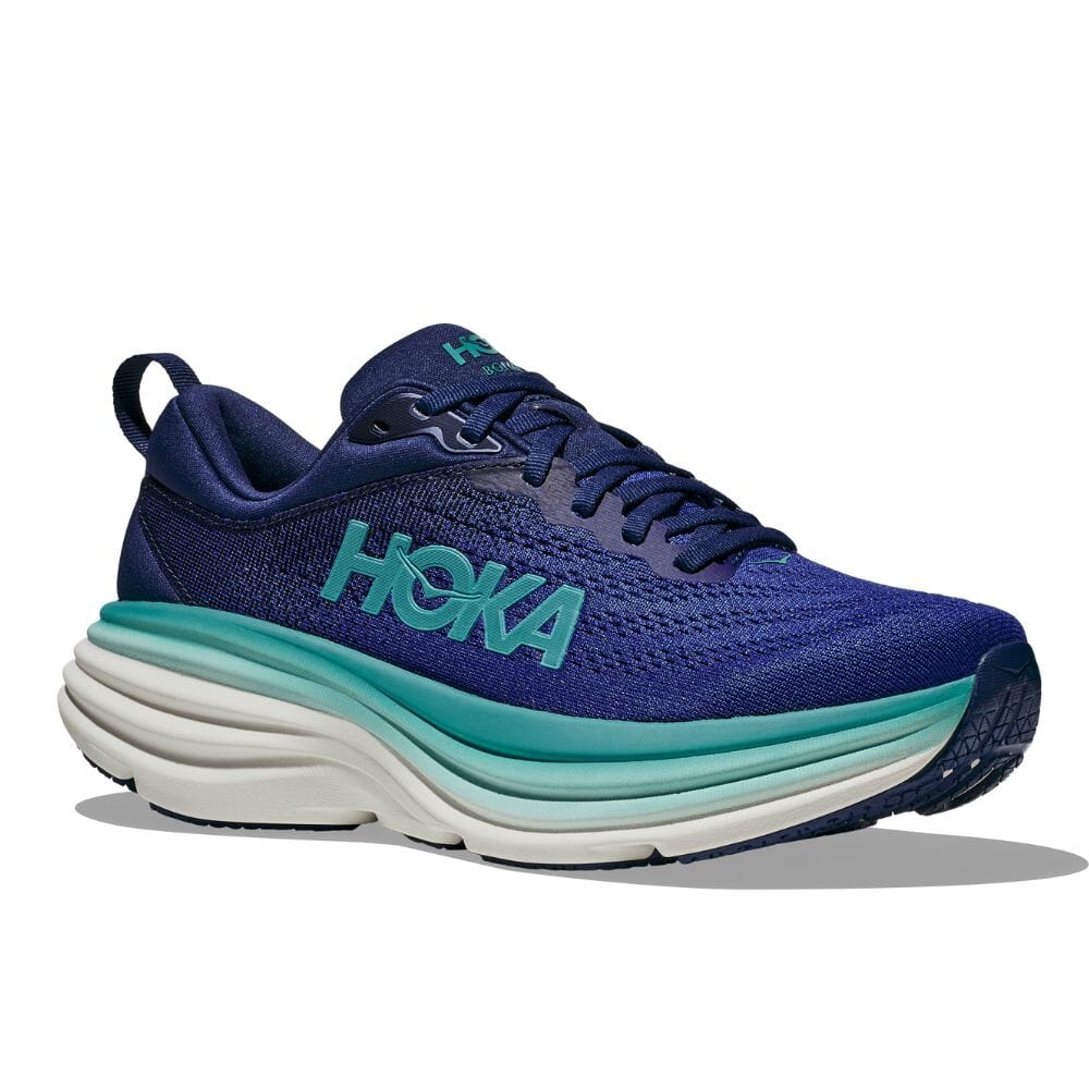 Hoka Women's Bondi 8 Women's Shoes - BlackToe Running#colour_bellwether-blue-evening-sky