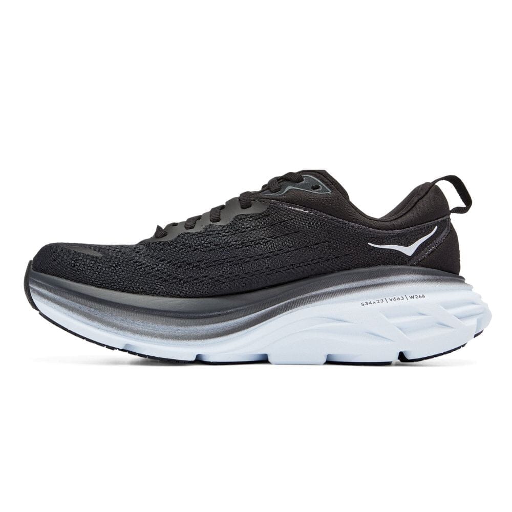 Hoka One One Women's Bondi 8 - BlackToe Running#colour_black-white