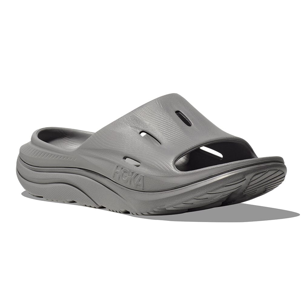 Hoka Ora Recovery Slide 3 - Grey & Grey Slides - BlackToe Running#colour_grey-grey