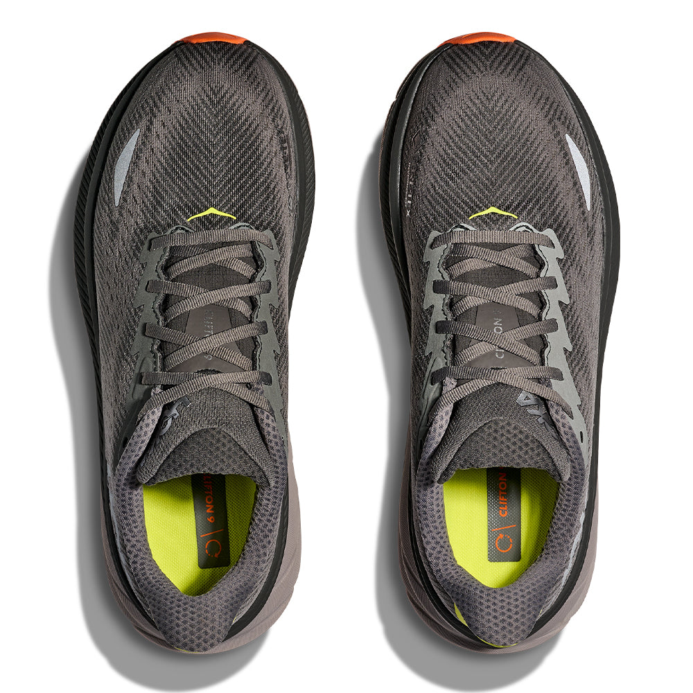Hoka Men's Clifton 9 GTX Men's Shoes - BlackToe Running#colour_asphalt-grey-gravel