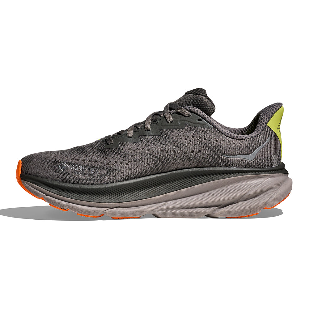 Hoka Men's Clifton 9 GTX Men's Shoes - BlackToe Running#colour_asphalt-grey-gravel