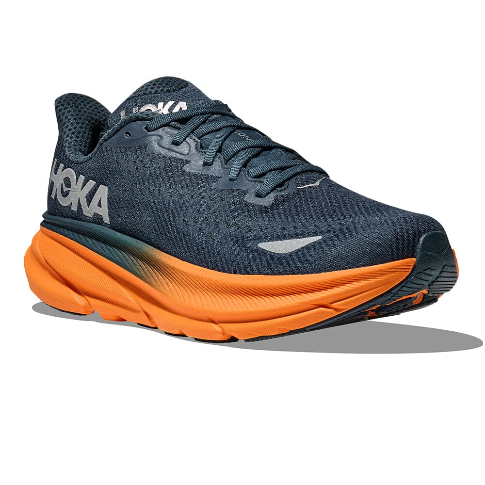 Hoka Men's Clifton 9 GTX Men's Shoes - BlackToe Running#colour_stormy-skies-orange-zest