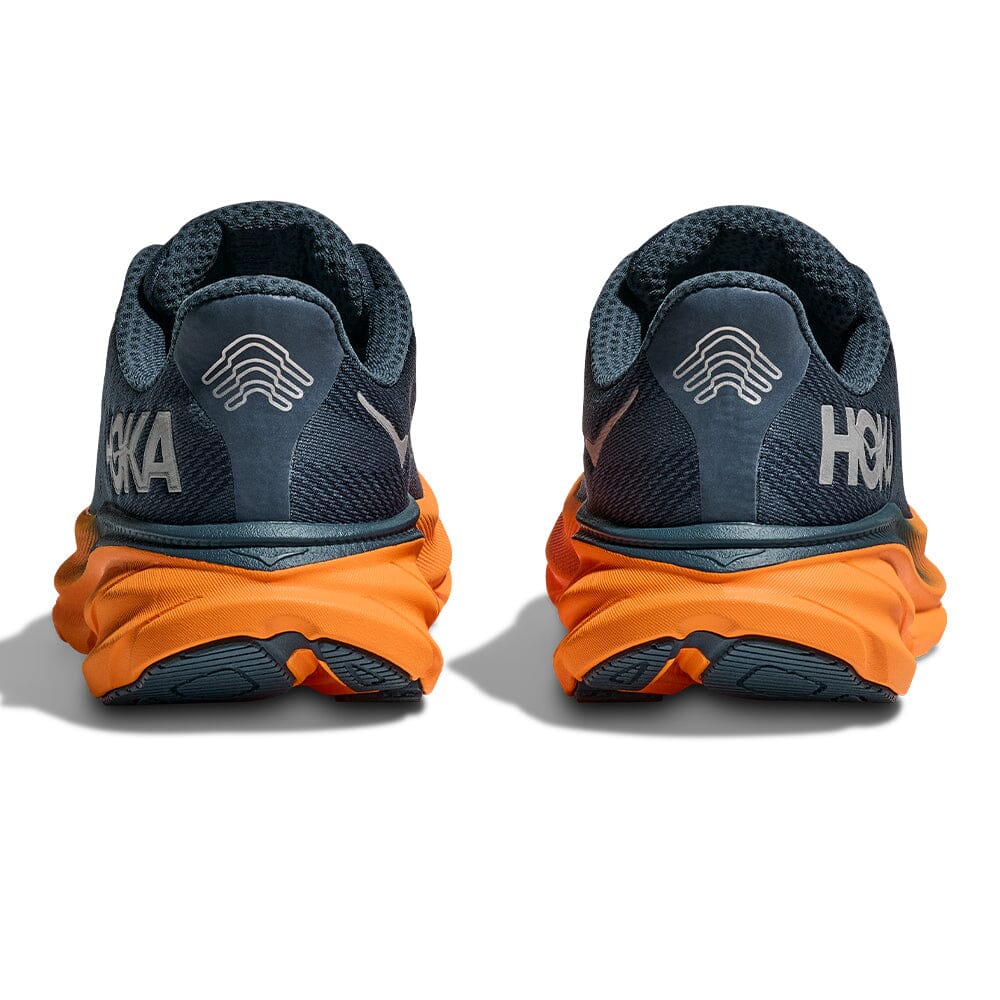 Hoka Men's Clifton 9 GTX Men's Shoes - BlackToe Running#colour_stormy-skies-orange-zest