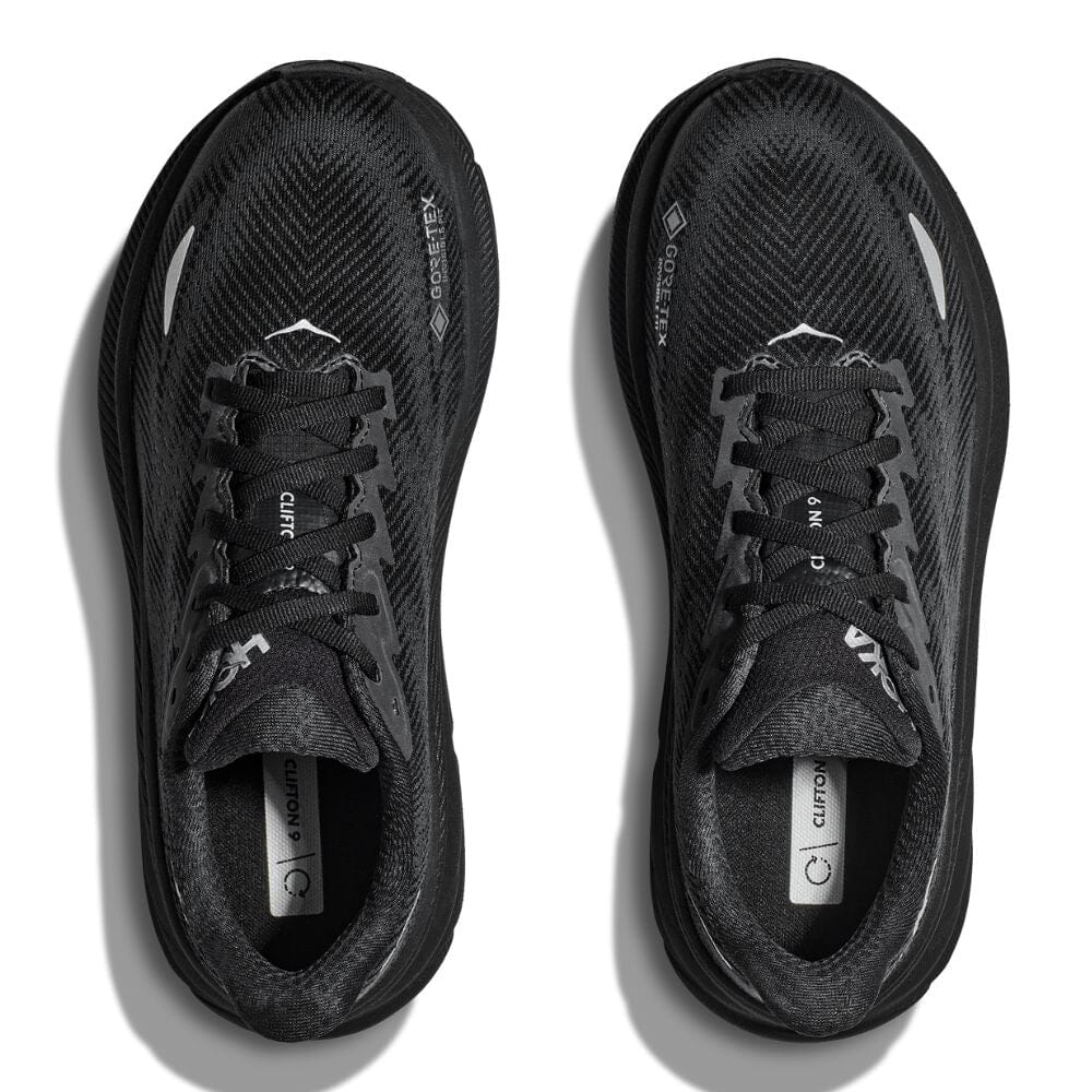 Hoka Women's Clifton 9 GTX Women's Shoes - BlackToe Running#colour_black-black
