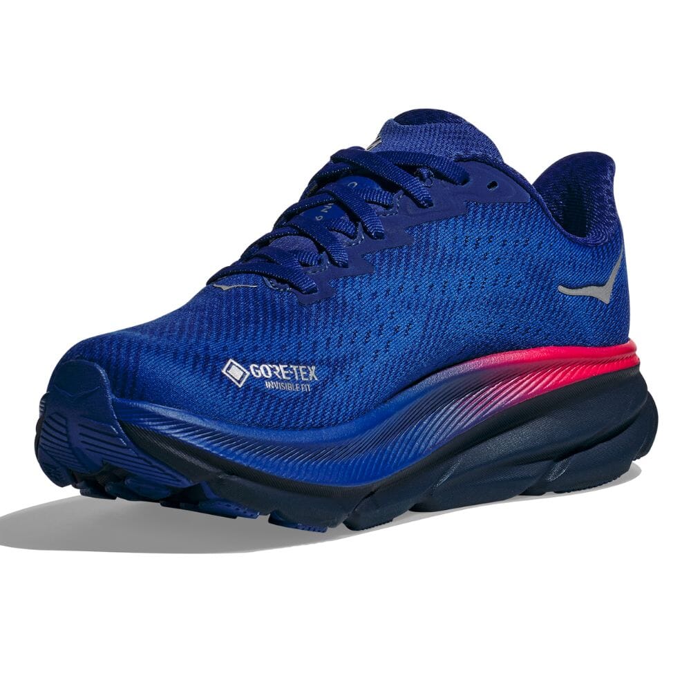Hoka Women's Clifton 9 GTX Women's Shoes - BlackToe Running#colour_dazzling-blue-evening-sky