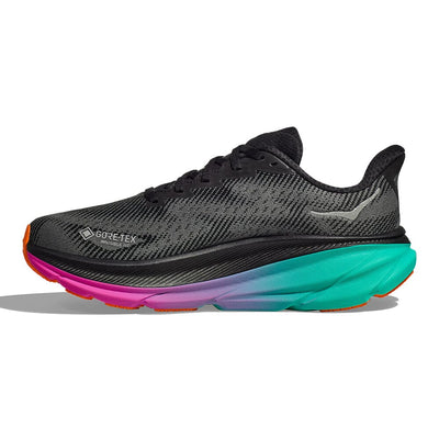 Hoka Women's Clifton 9 GTX Women's Shoes - BlackToe Running#colour_black-electric-aqua