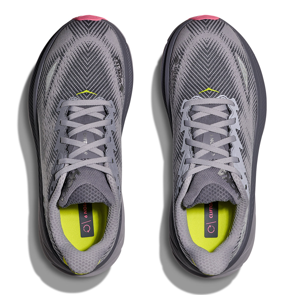 Hoka Women's Clifton 9 GTX Women's Shoes - BlackToe Running#colour_grey-skies-foggy-grey
