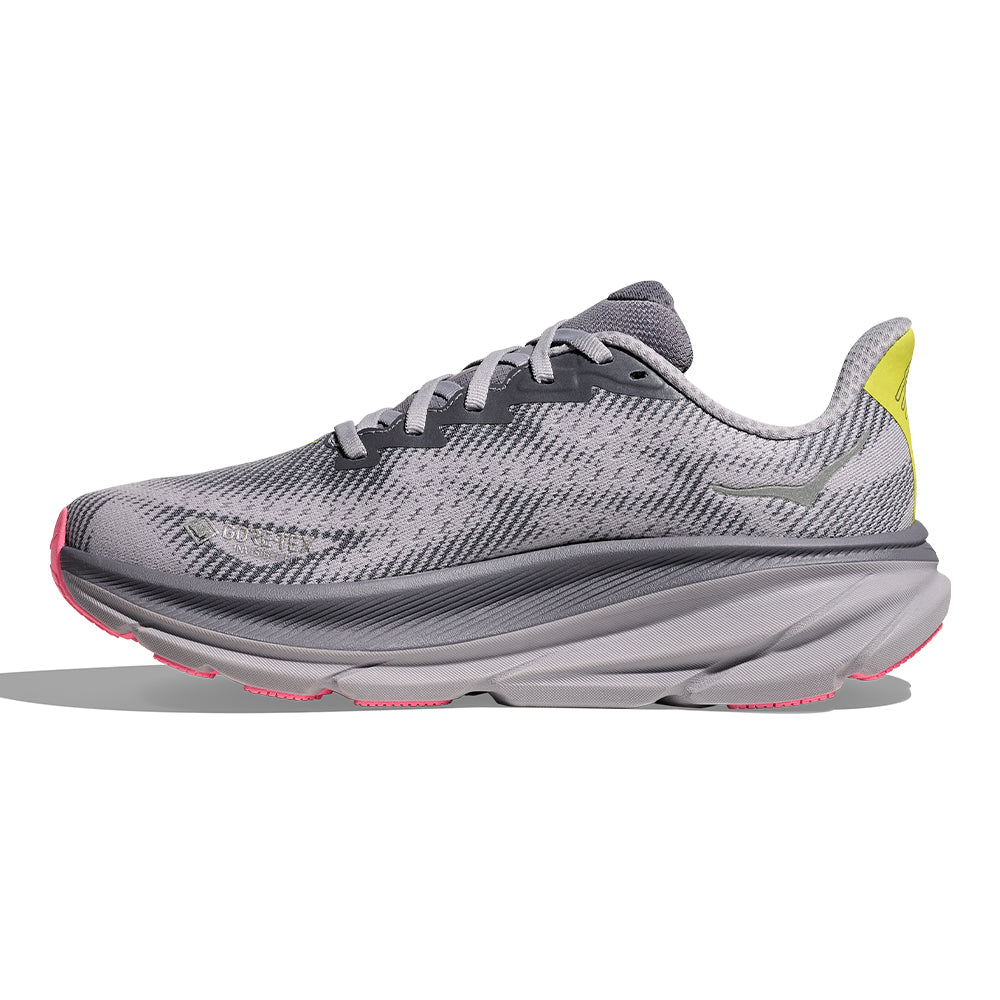 Hoka Women's Clifton 9 GTX Women's Shoes - BlackToe Running#colour_grey-skies-foggy-grey