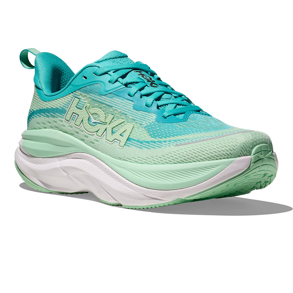 Hoka Women's Skyflow - BlackToe Running#colour_cielo-blue-mint-fluorite