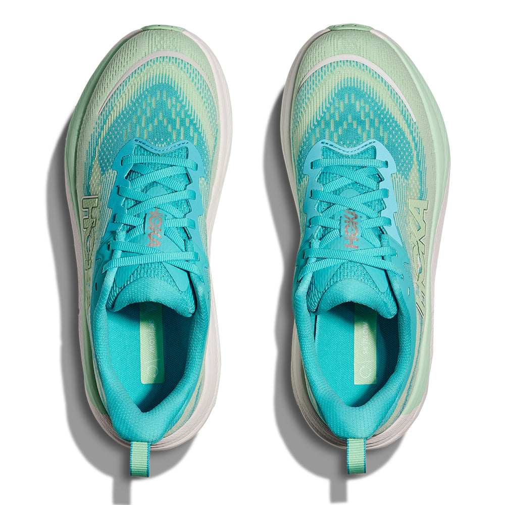 Hoka Women's Skyflow - BlackToe Running#colour_cielo-blue-mint-fluorite