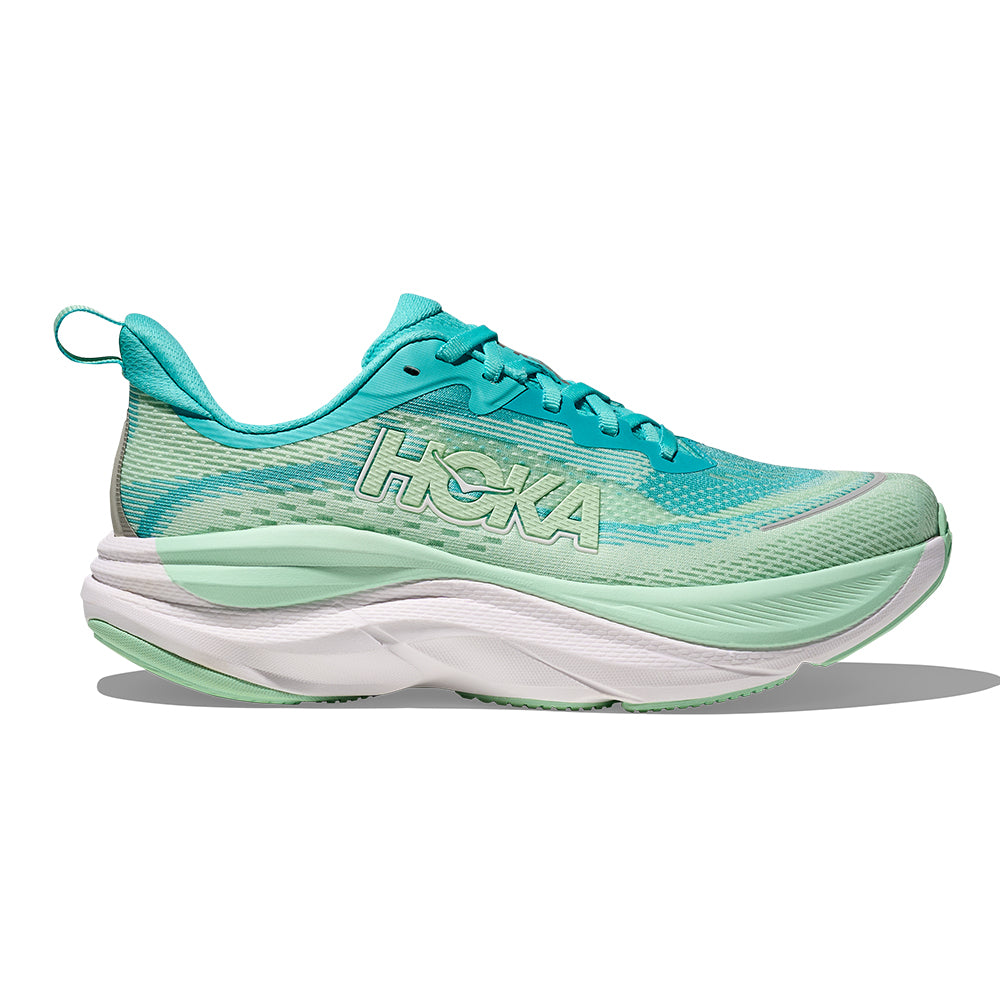 Hoka Women's Skyflow - BlackToe Running#colour_cielo-blue-mint-fluorite