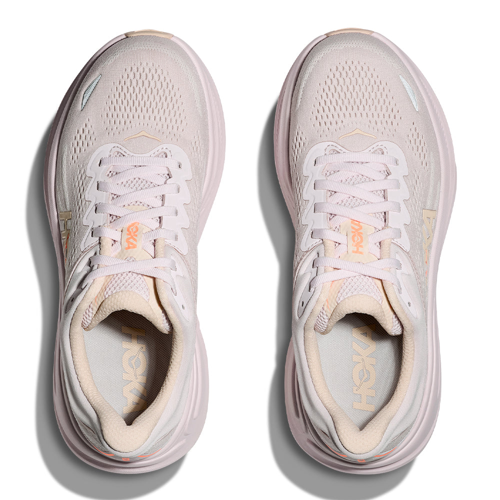 Hoka Women's Bondi 9 - BlackToe Running#colour_lilac-cream-tangerine-glow