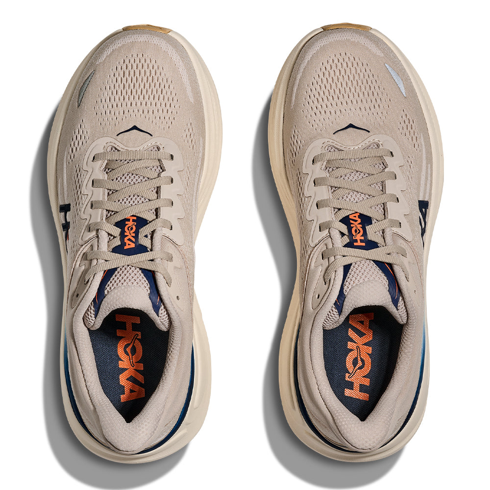 Hoka Men's Bondi 9 Wide - BlackToe Running#colour_stucco-grout