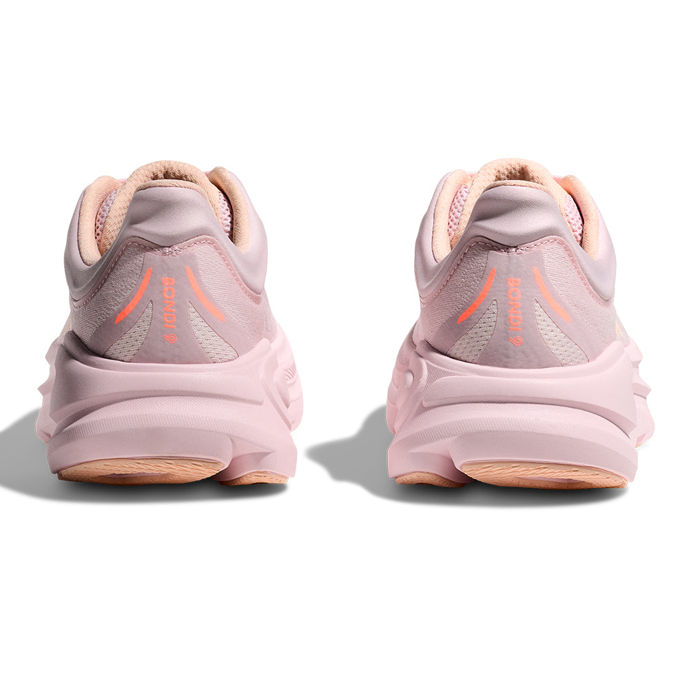 Hoka Women's Bondi 9 Wide - BlackToe Running#colour_lilac-cream-tangerine-glow
