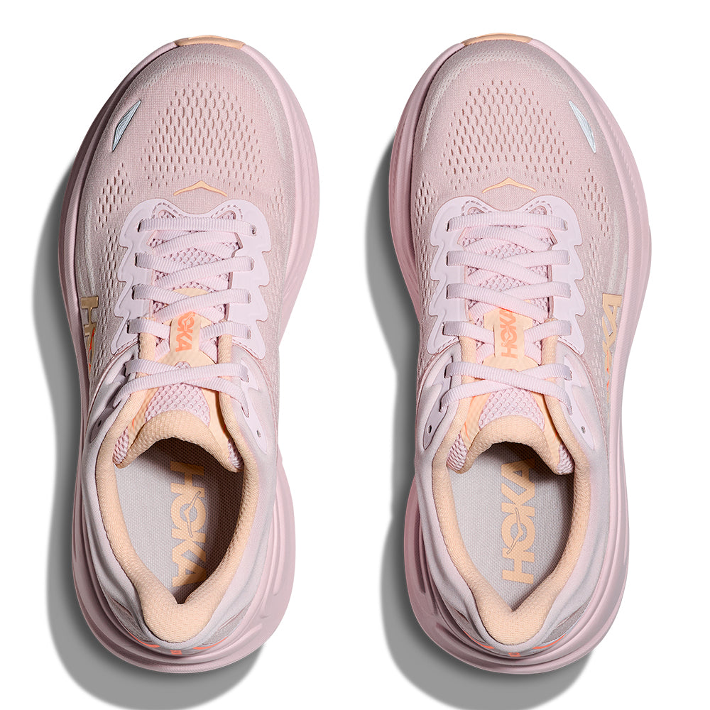 Hoka Women's Bondi 9 Wide - BlackToe Running#colour_lilac-cream-tangerine-glow