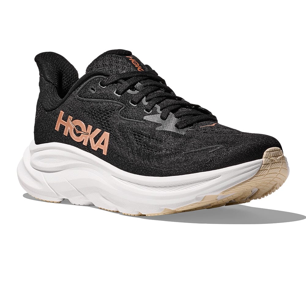 Hoka Women's Clifton 10 - BlackToe Running#colour_black-rose-gold