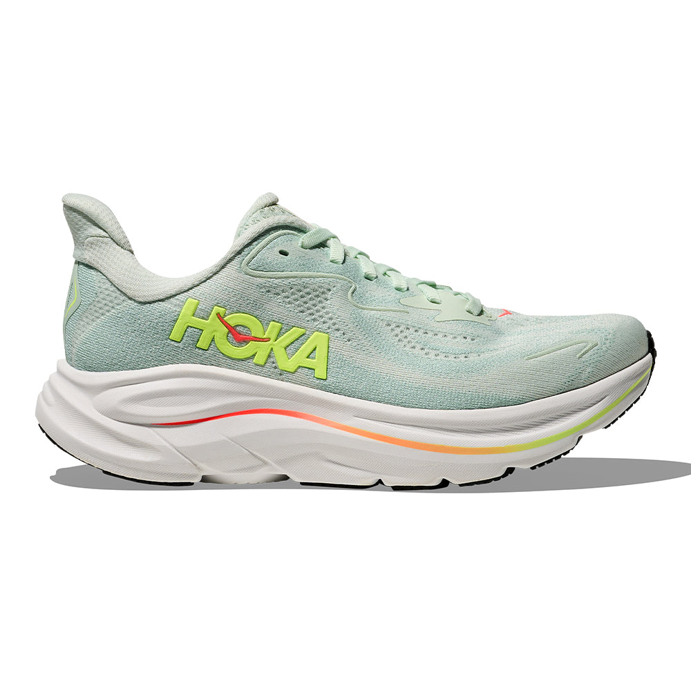 Hoka Women's Clifton 10 - BlackToe Running#colour_sea-glass-neon-flame