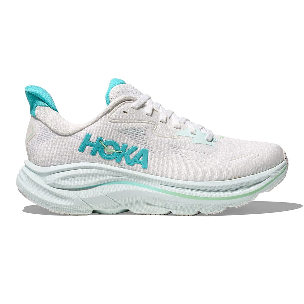 Hoka Women's Clifton 10 - BlackToe Running#colour_white-cielo-blue
