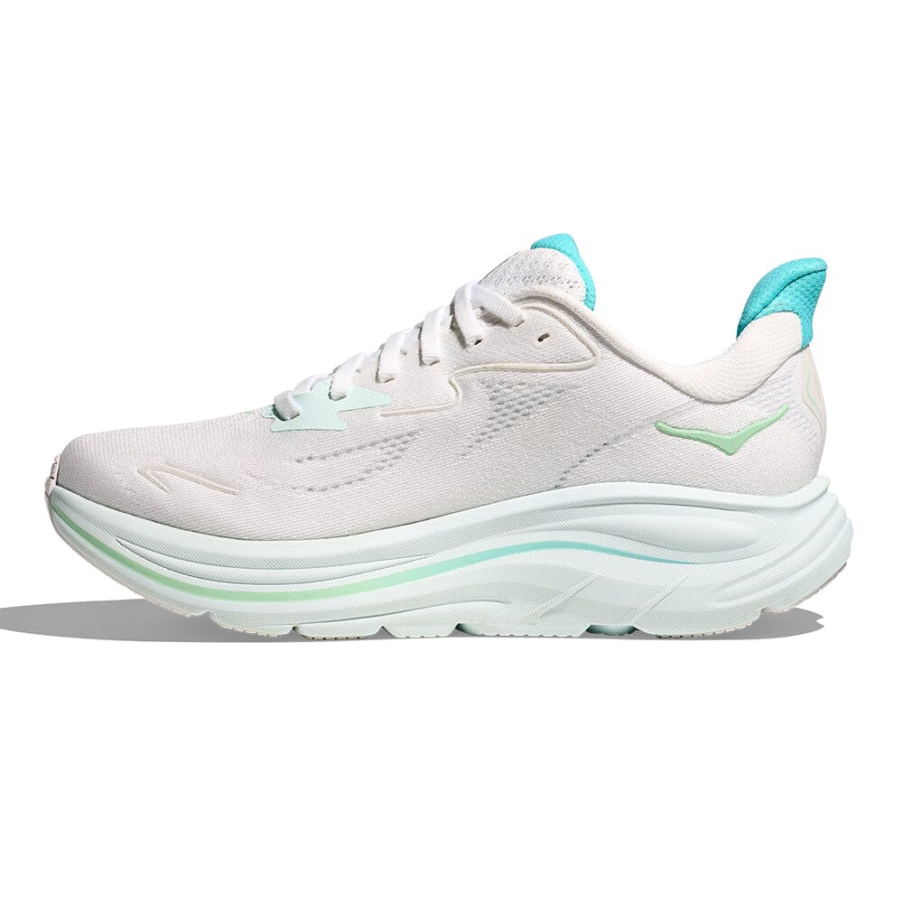 Hoka Women's Clifton 10 - BlackToe Running#colour_white-cielo-blue