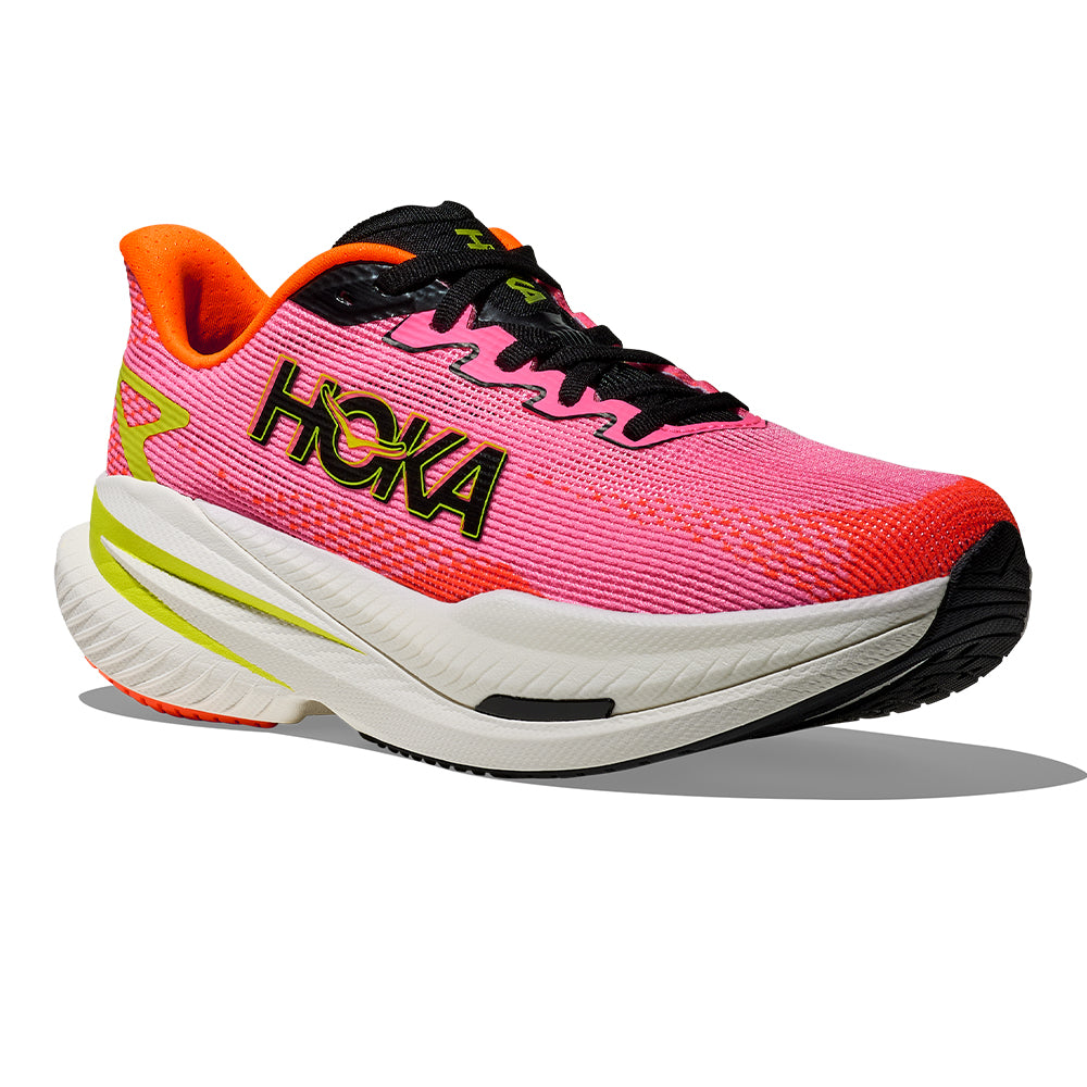 Hoka Women's Mach X 3 - BlackToe Running#colour_neon-rose-neon-tangerine