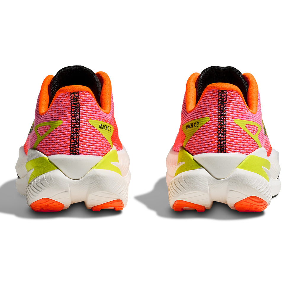 Hoka Women's Mach X 3 - BlackToe Running#colour_neon-rose-neon-tangerine
