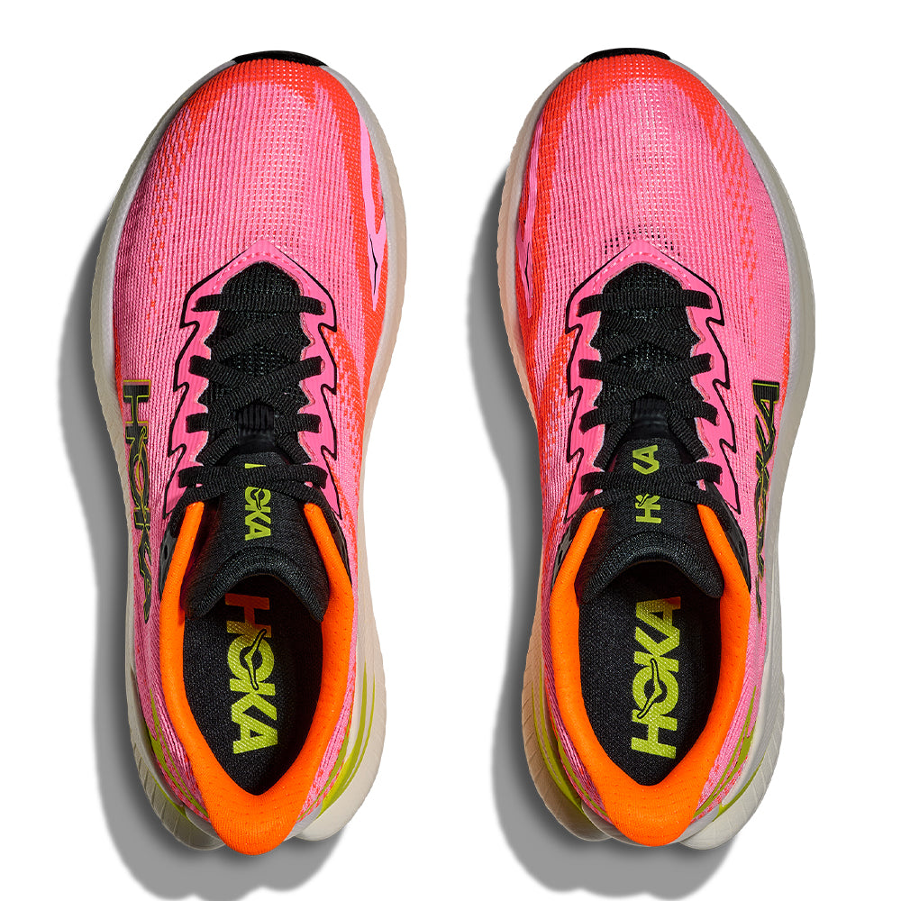 Hoka Women's Mach X 3 - BlackToe Running#colour_neon-rose-neon-tangerine